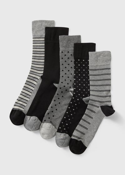 5 Pack Multicolour Patterned Socks