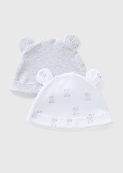 2 Pack Baby Grey Bear Hats (Newborn-6mths)