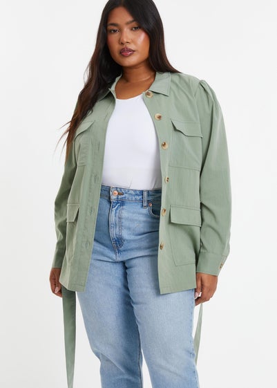 Quiz Green Curve Utility Jacket