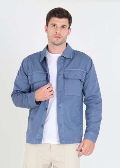 Brave Soul Blue Cotton Twill Shacket