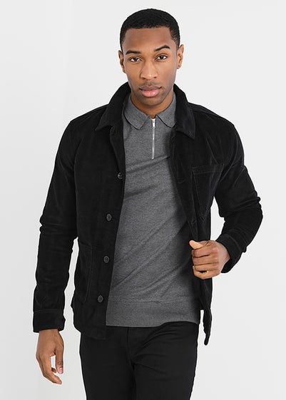 Brave Soul Black Button Through Cord Shacket