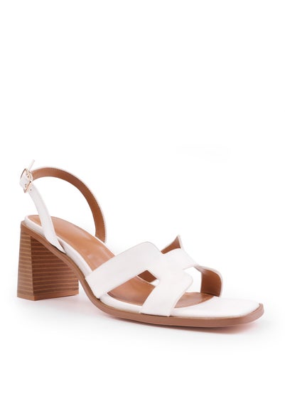 Where's That From White PU Stylite Strappy Block Heel Sandals