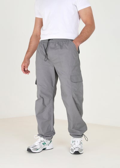 Brave Soul Dark Grey Cotton Poplin Bret Cargo Trousers