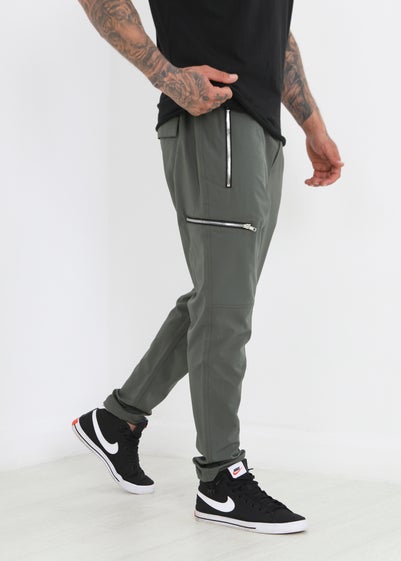 Brave Soul Khaki Baker Elasticated Waist Utility Trousers