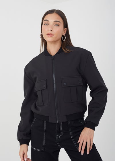 Brave Soul Black Bonded Bomber Style Jacket