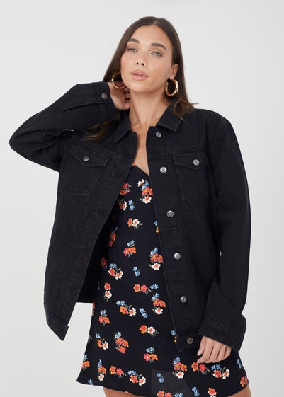 Brave Soul Black Fielding Oversized Denim Jacket