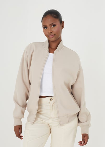 Brave Soul Beige Faux Wool Bomber Jacket