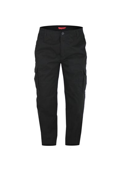 Duke Black Robert Peached And Washed Cotton Cargo Trousers