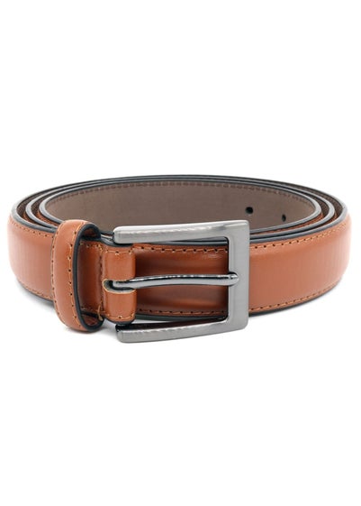 Duke Tan Anthony Square Buckle Edge Stitched Leather Belt