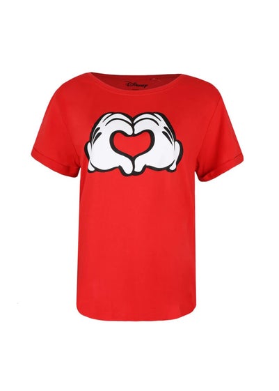 Disney Red Love Hands Mickey Mouse T-Shirt