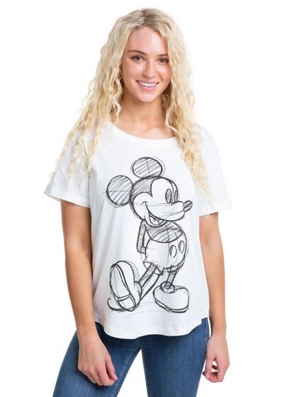 Disney White/Black Mickey Mouse Sketch T-Shirt