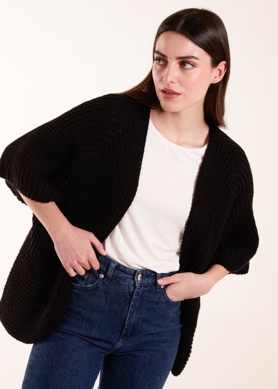 Blue Vanilla Black Knitted Mid Length Cardigan