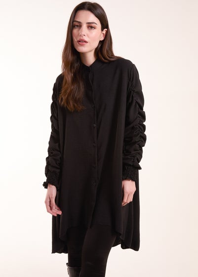 Blue Vanilla Black Elasticated Sleeve Oversized Blouse