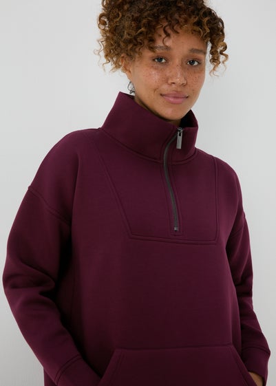 Souluxe Burgundy Scuba Half Zip Top