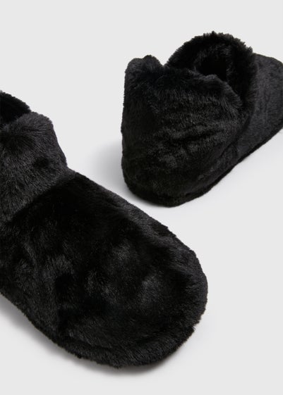 Black Fur Boot Slippers