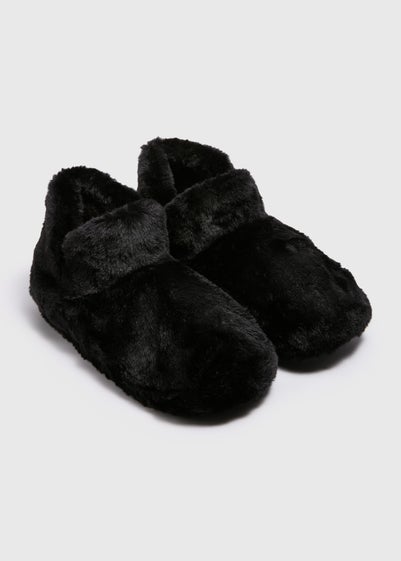 Black Fur Boot Slippers