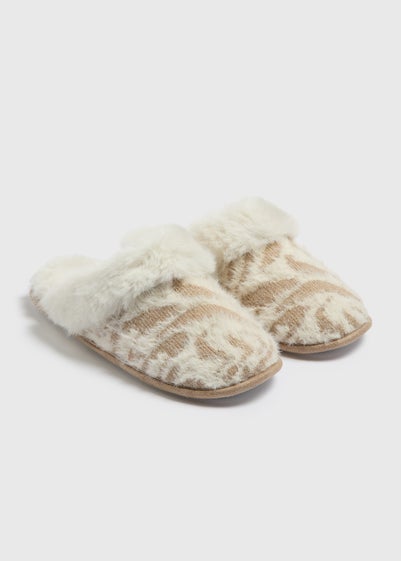 Cream Leopard Mule Slippers