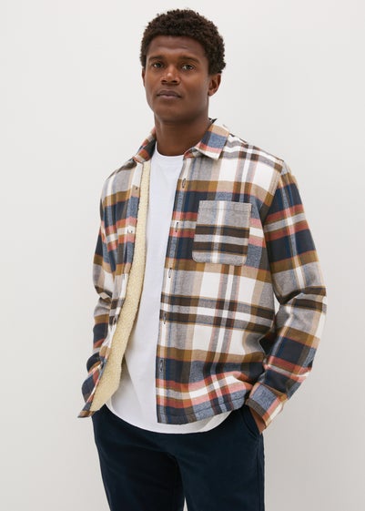 Multicolour Check Borg Lined Shacket