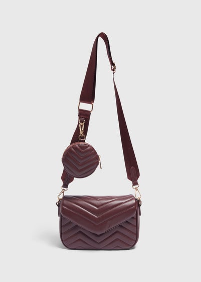 Burgundy Quilted Camera Bag