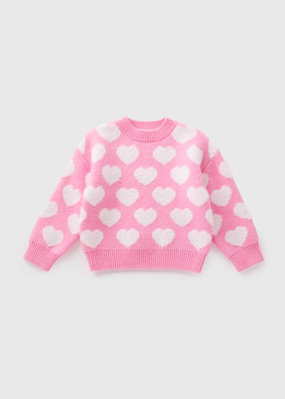 Girls Pink Heart Jumper (1-7yrs)