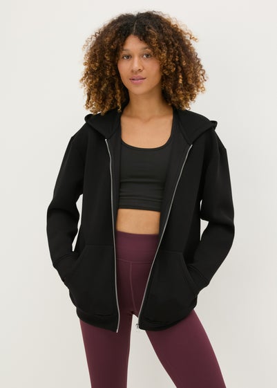 Souluxe Black Scuba Hooded Zip Jacket