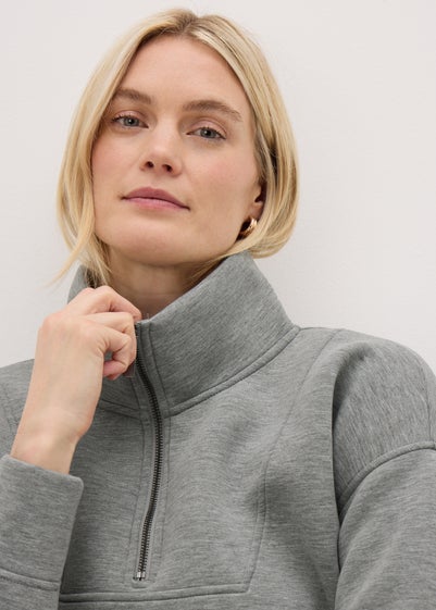 Souluxe Grey Scuba Half Zip Sweatshirt