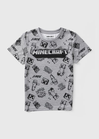 Minecraft Boys Grey Printed T-Shirt (4-12yrs)