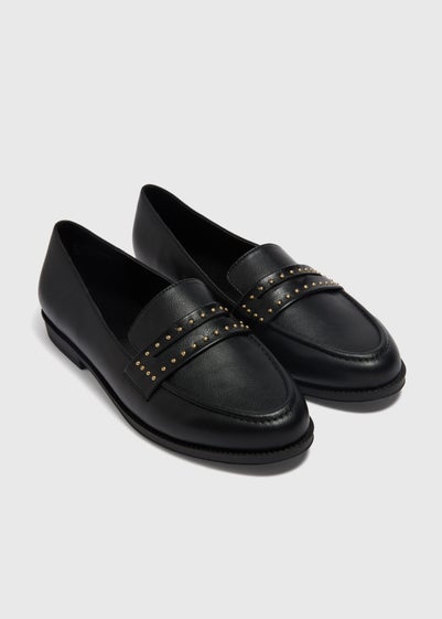 Black Basic Stud Loafers