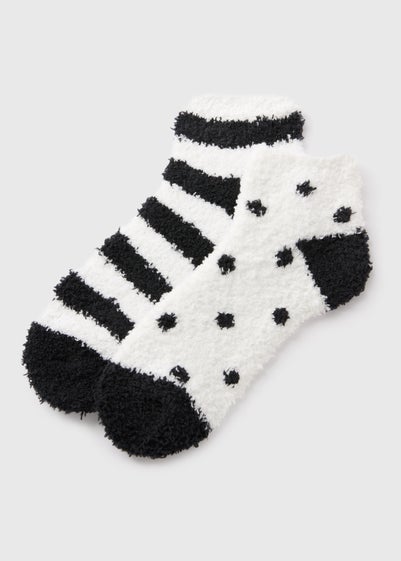 2 Pack Monochrome Stripe Cosy Socks