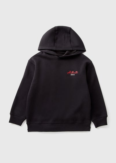 Boys Black Printed Explore Hoodie