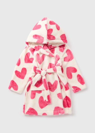 Girls Cream Heart Dressing Gown (1-13yrs)