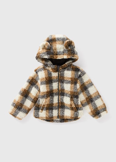 Boys Brown Check Teddy Jacket (1-7yrs)