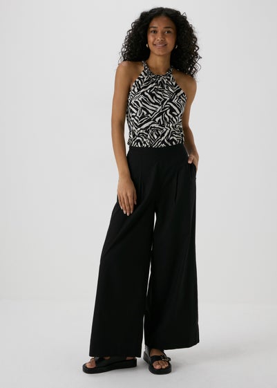 Black Pleat Front Trousers