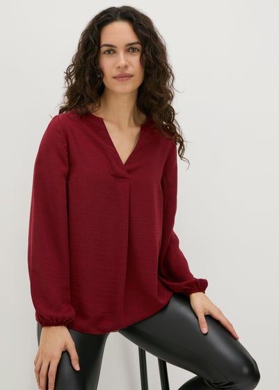 Burgundy Airflow V-Neck Blouse