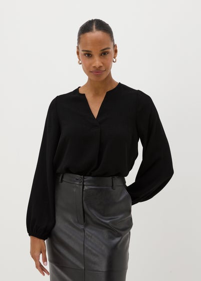 Black V-Neck Blouse