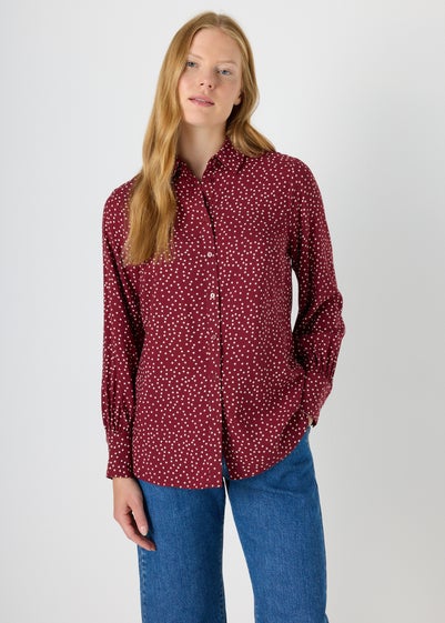 Burgundy Spot Print Shirt