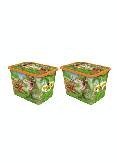 Stor Dinosaur Storage Boxes 23L - Set of 2