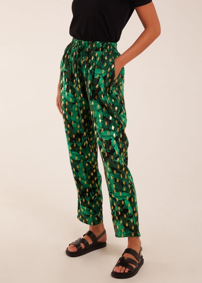 Blue Vanilla Green Foil Detail Capri Trousers