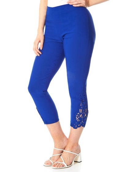 Roman Royal Blue Lace Insert Crop Stretch Trousers