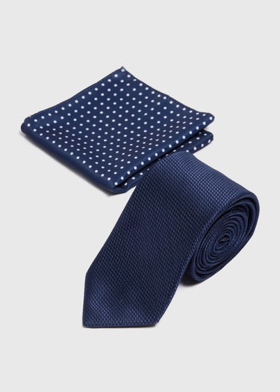 Taylor & Wright Navy Polka Dot Tie & Pocket Square