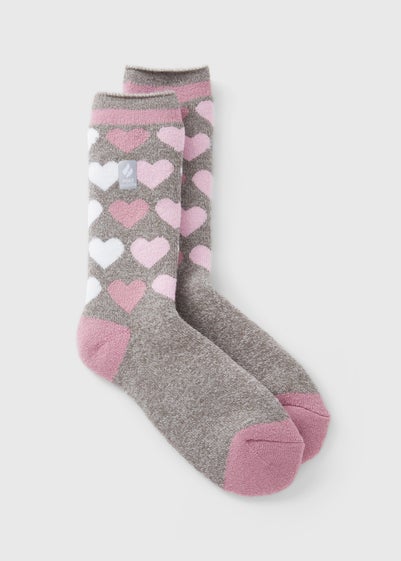 Heat Holders Grey Heart Thermal Socks