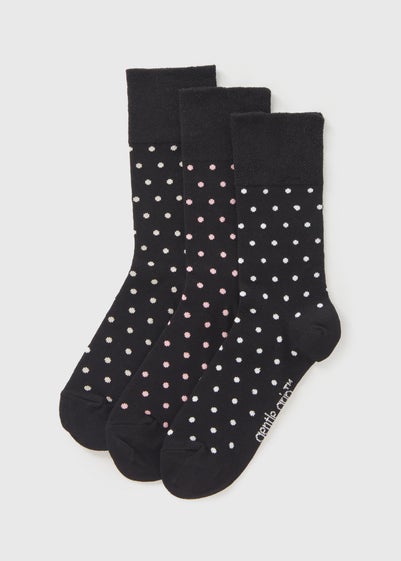 3 Pack Gentle Grip Black Spot Socks