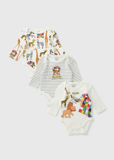 Elmer 3 Pack Baby Cream Bodysuits (Newborn-18mths)