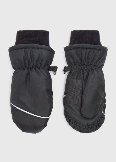 Girls Black Ski Mittens (3-13yrs)