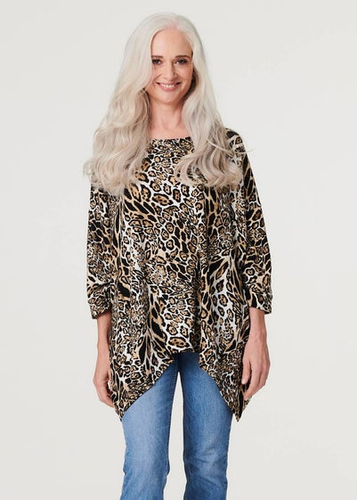 Izabel London Black Leopard Print Oversize Blouse