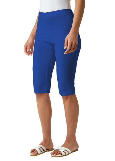 Roman Royal Blue Elastic Waist Knee Length Stretch Shorts