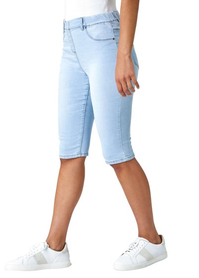 Roman Light Denim Stretch Knee Length Pedal Pusher