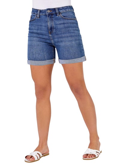 Roman Denim Stretch Denim Mom Shorts