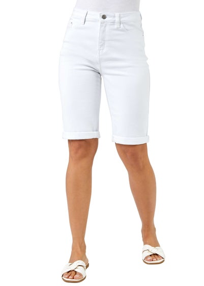 Roman White Essential Stretch Knee Length Shorts