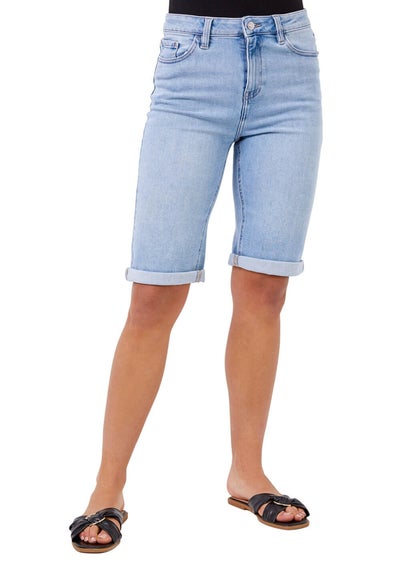 Roman Light Denim Essential Stretch Knee Length Shorts